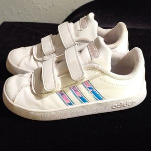 Adidas velcro girls sz10 white sneakers